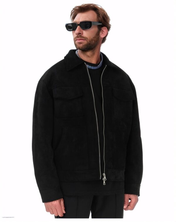 Fashion Men's Fur Zipper Big Pocket Jacket Coat - Image 2