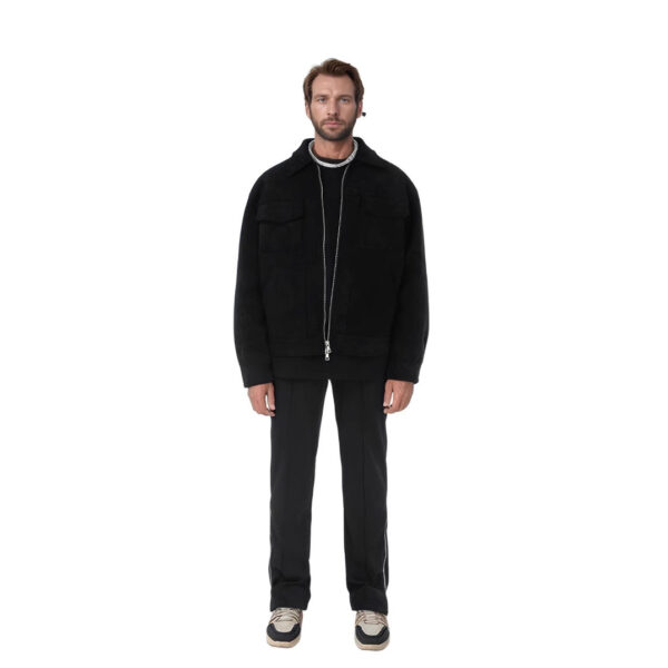 Fashion Men's Fur Zipper Big Pocket Jacket Coat - Image 3