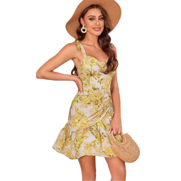 Sexy Sweet Spaghetti-strap Ruffled Printed Dress - Image 4